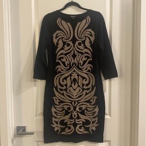Nine West Women’s Dress in Black with Cream Colored Design